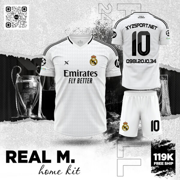 Áo Đấu Real Madrid Sân Nhà 2024 Màu Trắng Tinh Khôi