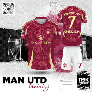 Áo Đấu Manchester United Training Màu Đỏ Đô - Phối Vàng Đồng Cá Tính