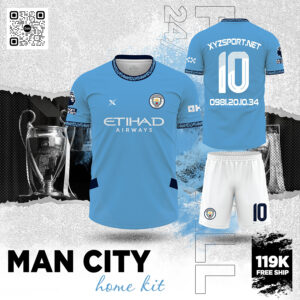 Áo Đấu Man City 2024 Sân Nhà Màu Xanh MC