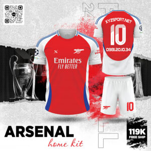 Áo Đấu Thể Thao Arsenal Home Kit 2025 Màu Đỏ Truyền Thống Rực Rỡ