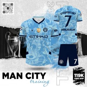Quần Áo Đấu Man City Training Màu Xanh MC - Năng Động, Mát Mẻ Cho Mùa Thể Thao