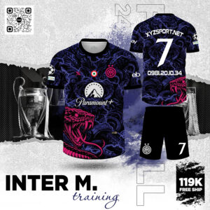 Mẫu Áo Tập Inter Milan Màu Đen – Phá Cách Với Họa Tiết Rắn Hồng