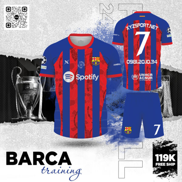 Mẫu Áo Đấu Tập Luyện CLB Barcelona Màu Xanh Bích - Barca Training Kit 2025