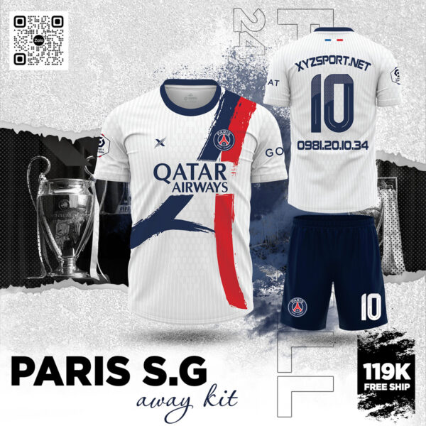 Áo Đấu Paris S.G Away Màu Trắng - Thiết Kế Phá Cách, Thoáng Mát Vượt Trội