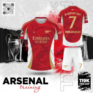 Áo Đấu Arsenal Training Màu Đỏ – Thiết Kế Họa Tiết Rồng 3D Sang Trọng