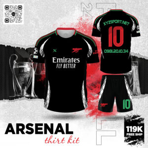 Mẫu Áo Đấu Arsenal Third Kit 2024 Màu Đen Retro