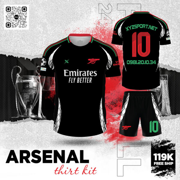 Mẫu Áo Đấu Arsenal Third Kit 2024 Màu Đen Retro