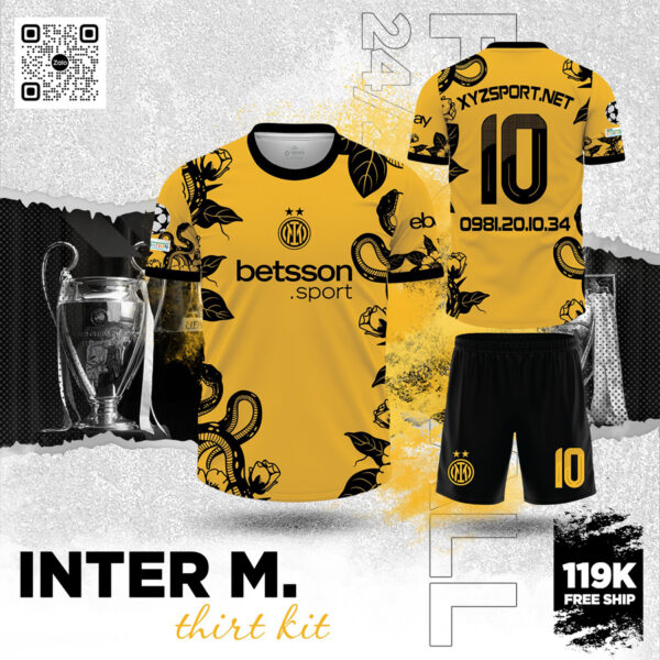 Áo Thiết Kế INTER Milan Third Kit 2024 Màu Vàng Cá Tính