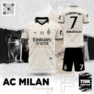 Bộ Đồ Thể Thao AC Milan Training Màu Kem Sang Trọng