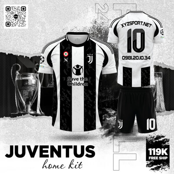 Áo Đấu Juventus Home Kit Màu Trắng Đen Chính Hãng