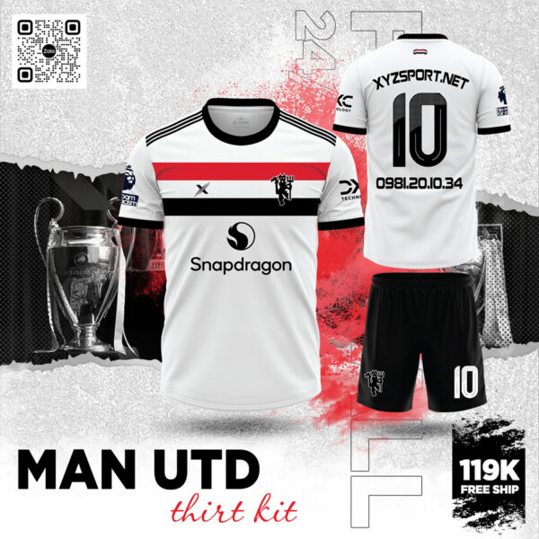 Mẫu Áo Bóng Đá Man Utd Third Kit 2025 Màu Trắng Phối Đỏ Đen