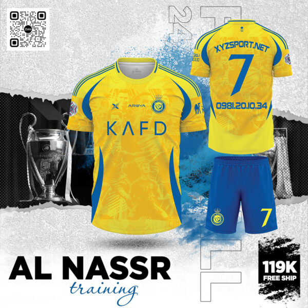 Áo Đấu Chất Lượng CLB Al Nassr Màu Vàng Phối Xanh Bích