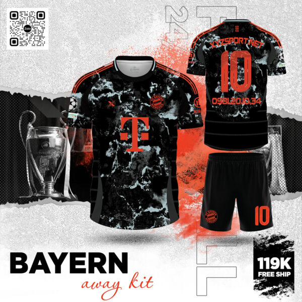 Mẫu Áo đấu Bayern Away Kit Màu Đen Cá Tính Nổi Bật