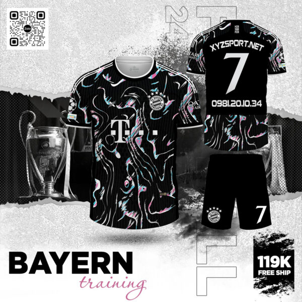 Bộ Quần Áo Thể Thao Bayern Training Màu Đen