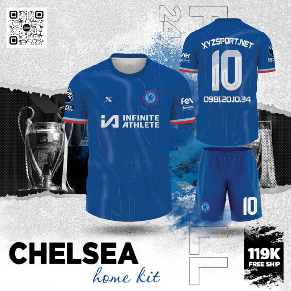 Mẫu Thiết Kế Áo Bóng Đá Chelsea Home 2024 Màu Xanh Bích