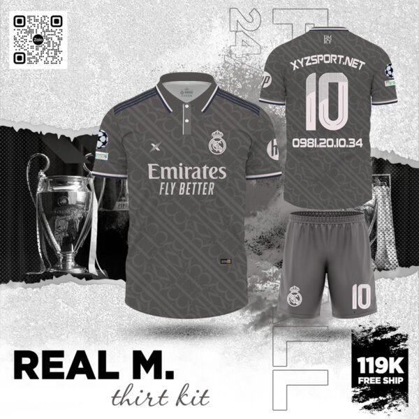 Áo Đấu Real Madrid Third Kit 2024 Màu Xám Đẳng Cấp