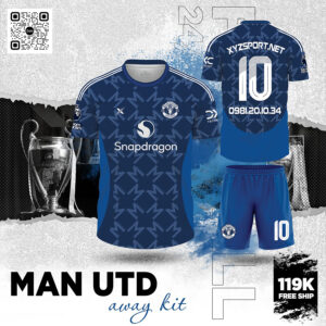 Áo đấu Manchester United Away 2024 Tím Than – Họa tiết Sấm Sét Cá Tính