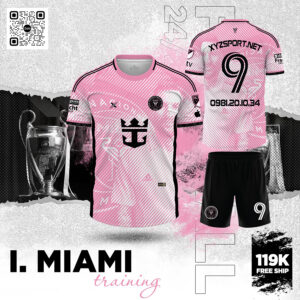 Bộ Đồ Thể Thao Thiết Kế Miami Training Màu Hồng Nhạt phối Trắng