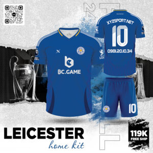 Bộ Quần Áo Bóng Đá Leicester City Sân Nhà 2024 Màu Xanh Bích