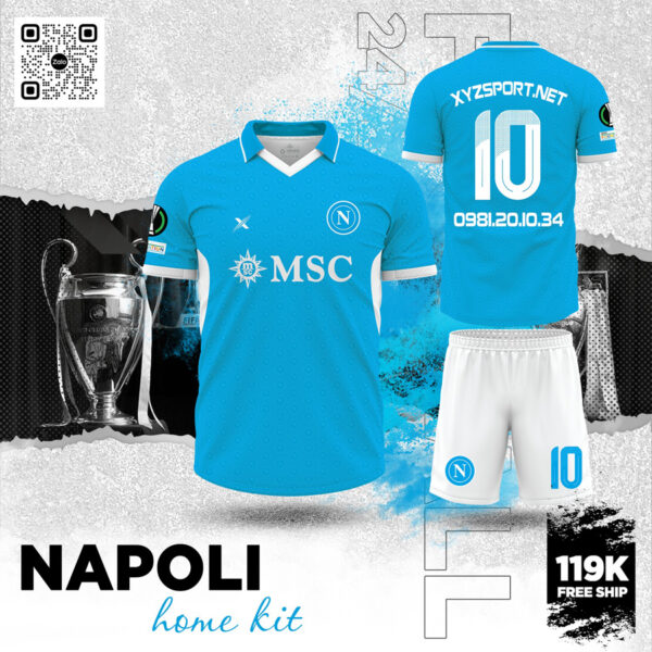Áo Bóng Đá Napoli 2024 Home Kit Màu Xanh Ya Truyền Thống