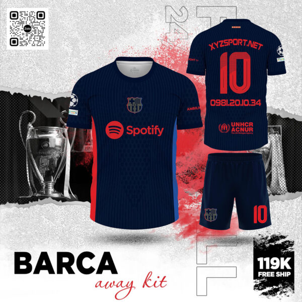 Thiết Kế Áo Đấu Barca Away Kit 2024 Màu Tím Than
