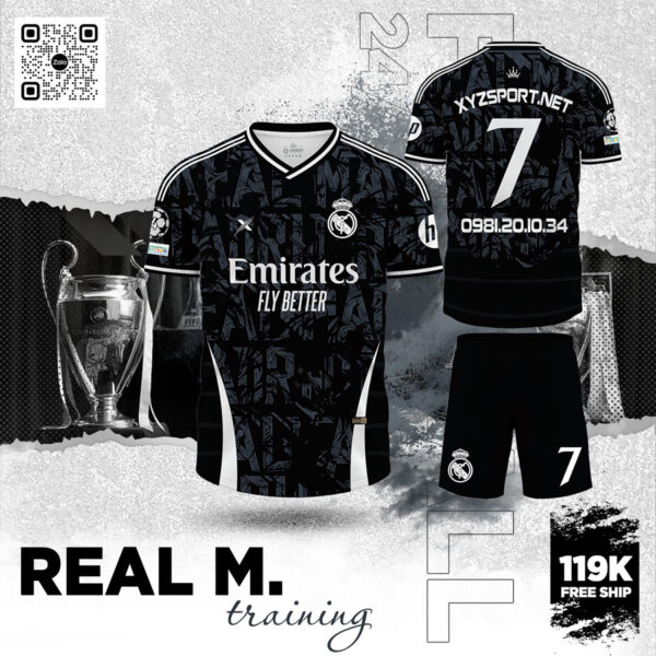 Bộ Đồ Thể Thao Real Training 02 Màu Đen Cá Tính Và Chuyên Nghiệp