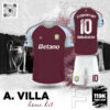 Mẫu Áo Đấu Aston Villa Home Kit Màu Đỏ Rượu Vang 2025