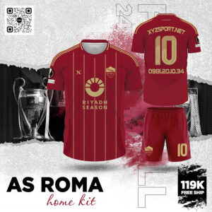 Mẫu Áo Đấu AS ROMA Home Kit Màu Đỏ Đô – Bộ Trang Phục Thi Đấu Đậm Chất Ý