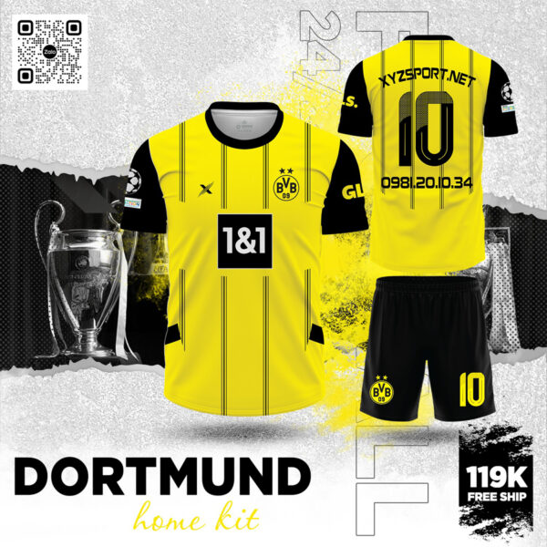 Thiết Kế Áo Đấu Dortmund (Home Kit) Màu Vàng Đen Chính Hãng