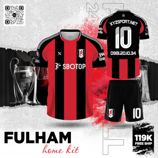Áo Đấu Fulham Sân Nhà 2025 Màu Đỏ Đen Thể Thao Cá Tính