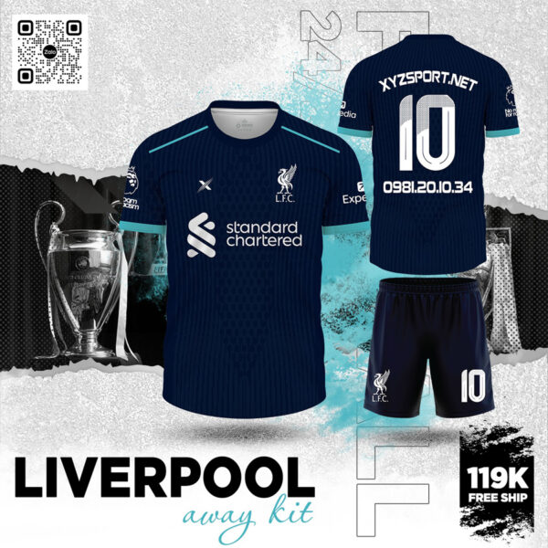 Áo Đấu Sân Khách Liverpool Màu Tím Than 2025