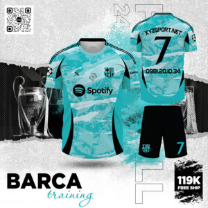 Đồng Phục Tập Luyện Barca Training Màu Xanh Ngọc Thể Thao Cá Tính