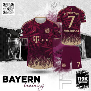 Áo Đấu Bayern Munich Training Màu Đỏ Bordeaux – Năng Lượng Lửa Chiến