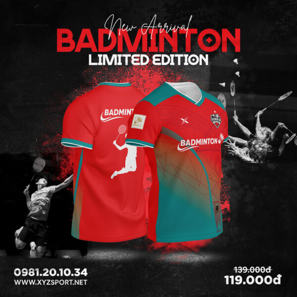 Đồ Áo Cầu Lông Thiết Kế Mã CLRXM-42 Màu Đỏ Năng Động Limited Edition