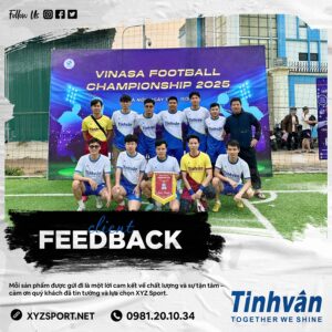 Feedback Đồng Phục Bóng Đá FC Tinh Vân Màu Trắng Phối Xanh Bích Nổi Bật Tại VINASA 2025