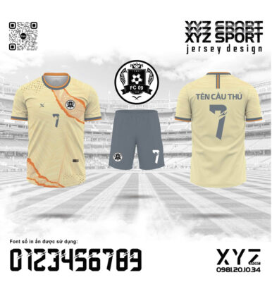 Demo Áo Đấu FC 09 Màu Vàng Kem – Thiết Kế Trẻ Trung, Năng Động