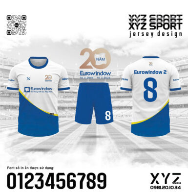 Đồng Phục Thể Thao Màu Trắng - Xanh Bích Kỷ Niệm 20 Năm Eurowindow