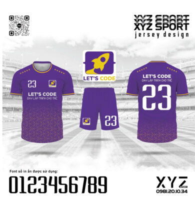 Mẫu Demo Áo Đấu Màu Tím LET’S CODE – Trí Tuệ Sáng Tạo Trên Sân Cỏ