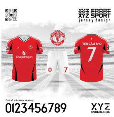 Mẫu Demo Áo Đấu Manchester United Màu Đỏ Năng Động