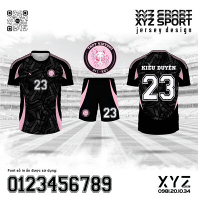 Demo Áo Đấu Đen Hồng Năng Động Và Cá Tính