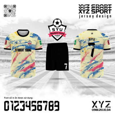 Demo Mẫu Đồng Phục Thể Thao Student Young United Màu Vàng Kem Năng Động