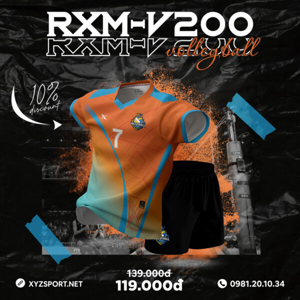 RXM-V200 Màu Cam Phối Xanh Ya: Bộ Quần Áo Thể Thao Năng Động Và Cá Tính