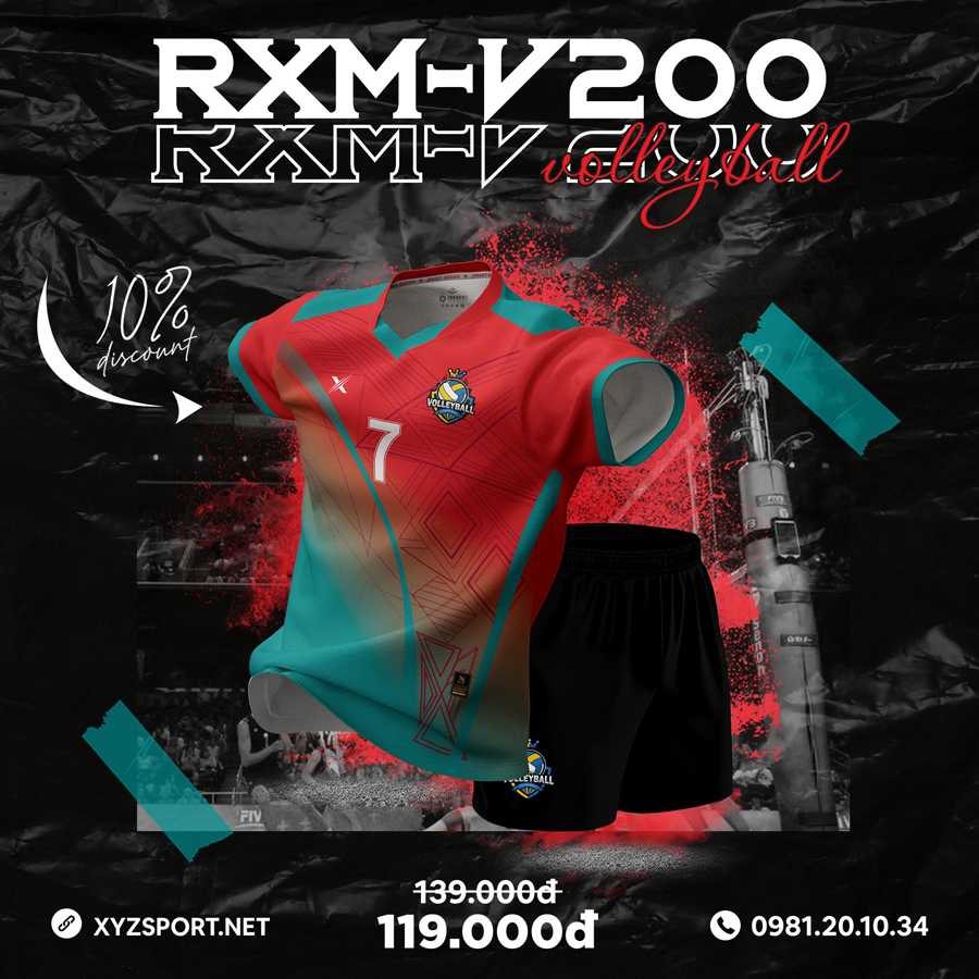 Áo RXM-V200 đỏ xanh ngọc nổi bật