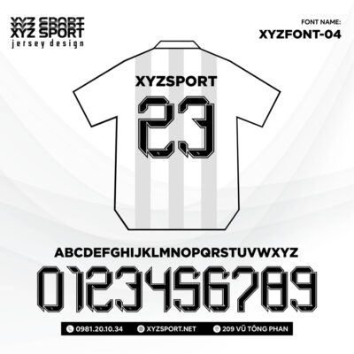 Mẫu Font Số Đẹp Mã XYZFONT-04 Dễ Phối Với Mọi Loại Áo