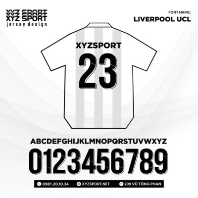 Mẫu Font Số LIVERPOOL UCL Đẹp, Ấn Tượng