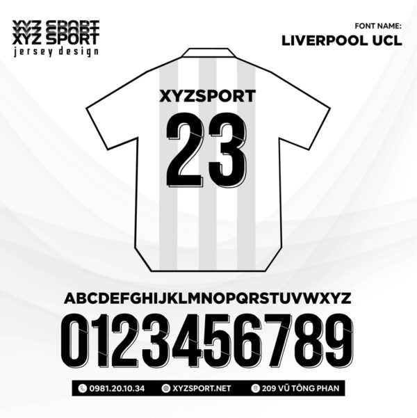 Mẫu Font Số LIVERPOOL UCL Đẹp, Ấn Tượng
