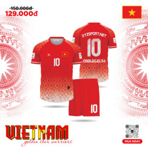 Áo Đấu Đội Tuyển Việt Nam Màu Đỏ - Thiết Kế Họa Tiết Trống Đồng Hiện Đại