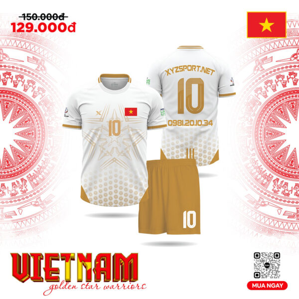 Áo Đội Tuyển Việt Nam Trắng Vàng Đồng – Tinh Hoa Dân Tộc Giao Thoa Thể Thao