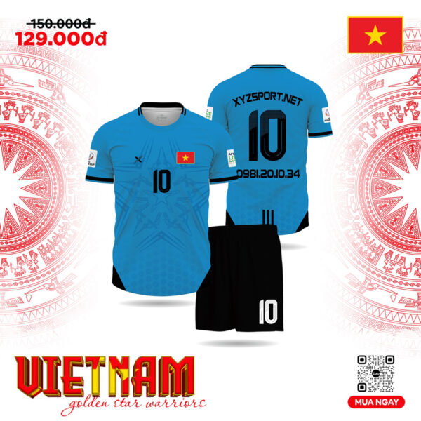 Đồng Phục Thể Thao VIETNAM Training Màu Xanh Ya Nổi Bật
