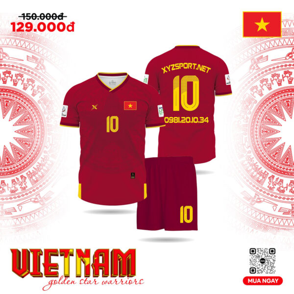Bộ Quần Áo Thể Thao Tuyển Việt Nam Màu Đỏ Đô Đẹp Độc
